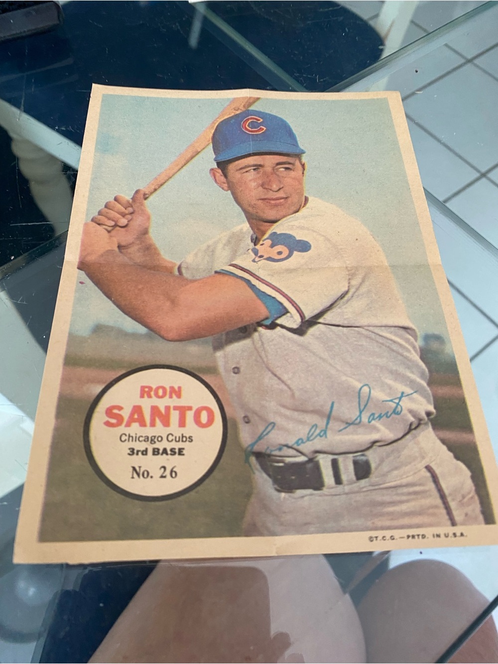 Ron Santo Chicago Cubs Baseball Card pin up Poster - Blue & White 1967
